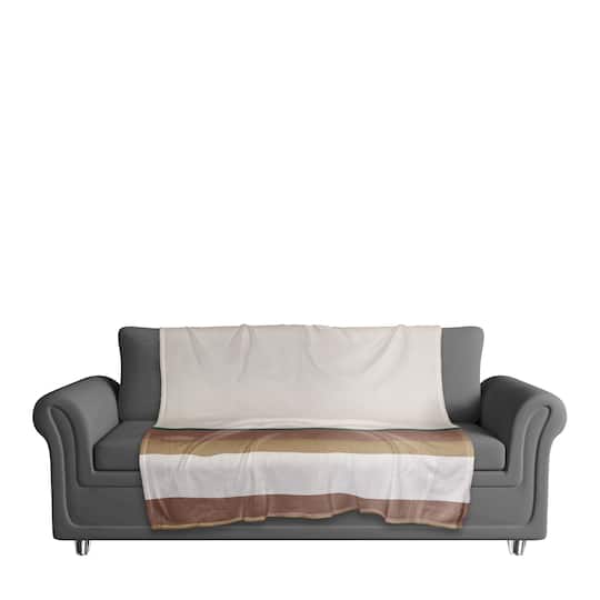 Tan Stripes 50" x 60" Coral Fleece Blanket